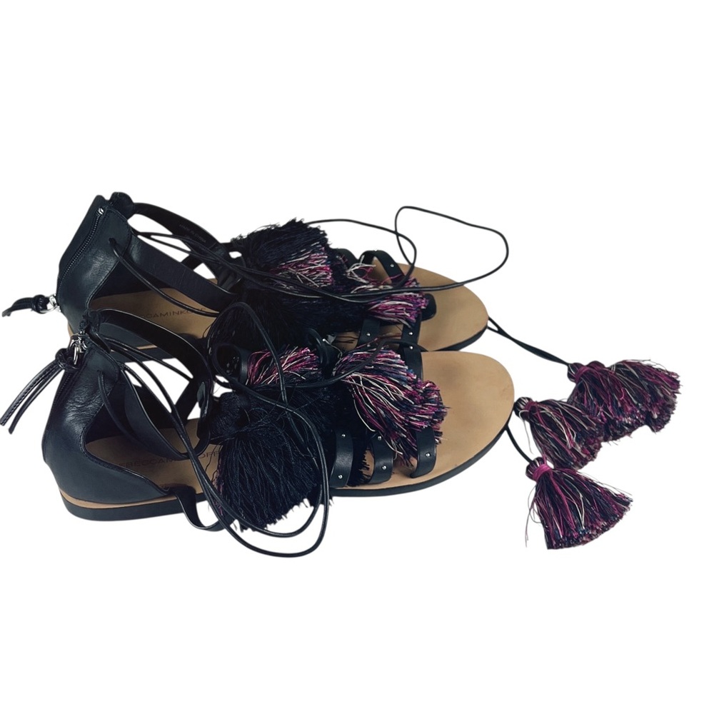 Rebecca Minkoff Black and Multicolor Tassel Gladiator Sandals Sz 10 EUC Summer - Picture 3 of 6